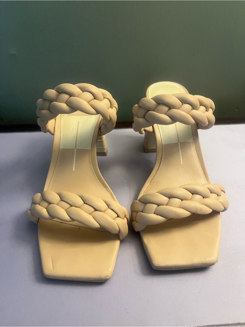 Braided Strap Beige Women’s Heeled Sandals